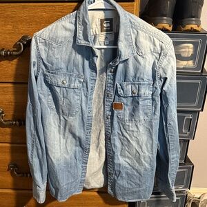 G-Star Men's Faded Blue Denim Shirt Jacket